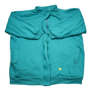 Coastal Images Sweater Womens L Blue Button Zip Collared Long Sleeve Side Pocket